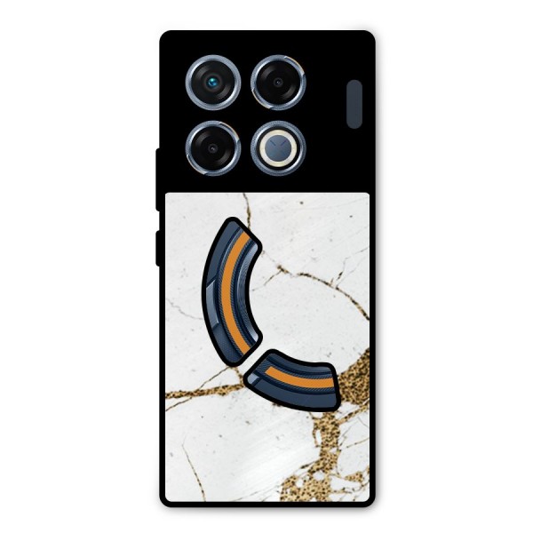 White and Gold Design Metal Back Case for Infinix GT 20 Pro