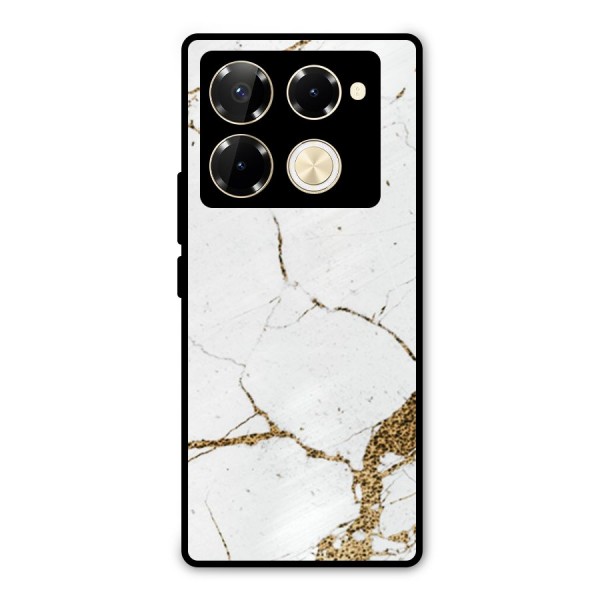 White and Gold Design Metal Back Case for Infinix Note 40 Pro