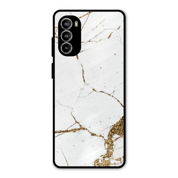 White and Gold Design Metal Back Case for Moto G52