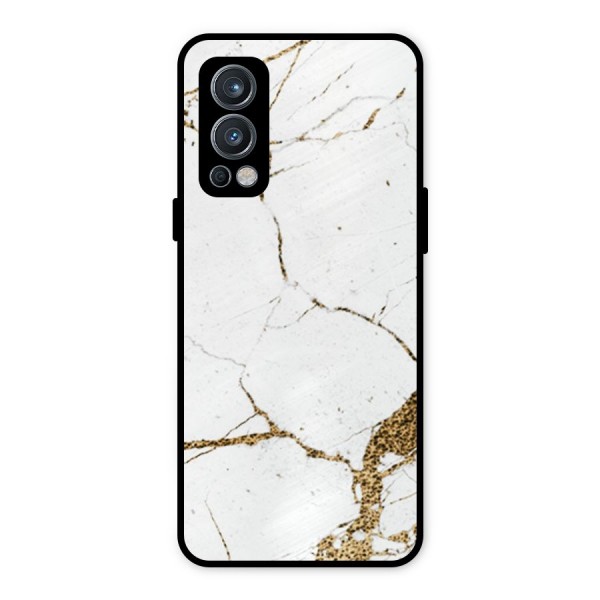 White and Gold Design Metal Back Case for OnePlus Nord 2 5G