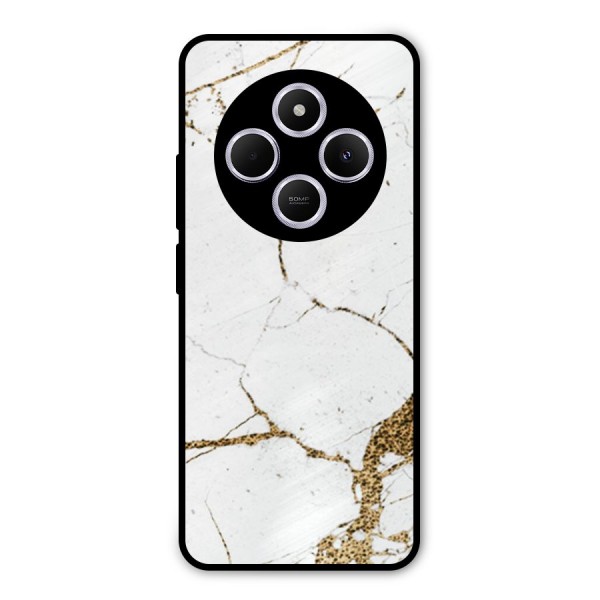White and Gold Design Metal Back Case for Poco C75 5G