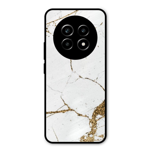 White and Gold Design Metal Back Case for Realme 13 Pro