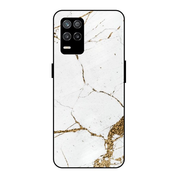White and Gold Design Metal Back Case for Realme 9 5G