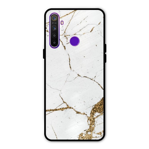 White and Gold Design Metal Back Case for Realme Narzo 10
