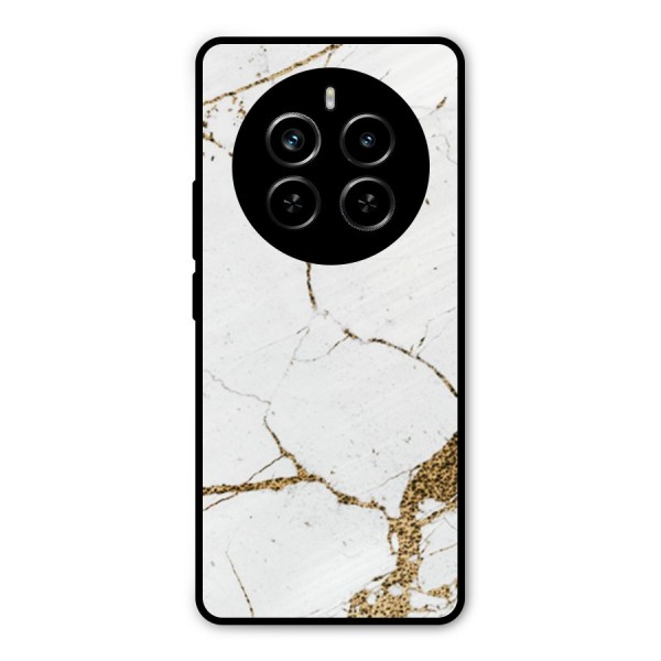 White and Gold Design Metal Back Case for Realme P1 Pro