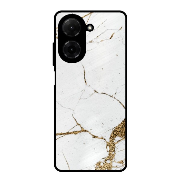 White and Gold Design Metal Back Case for Redmi A5 4G
