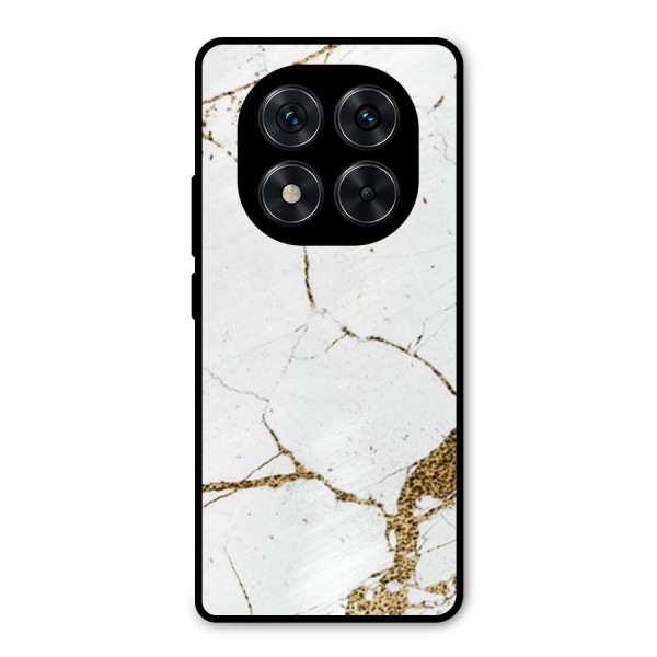 White and Gold Design Metal Back Case for Redmi Note 14 Pro 5G