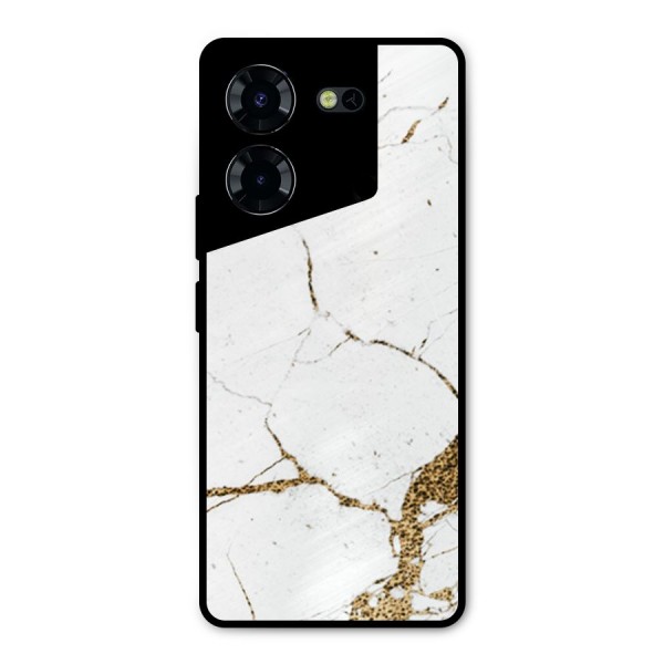 White and Gold Design Metal Back Case for Tecno Pova 5 Pro 5G