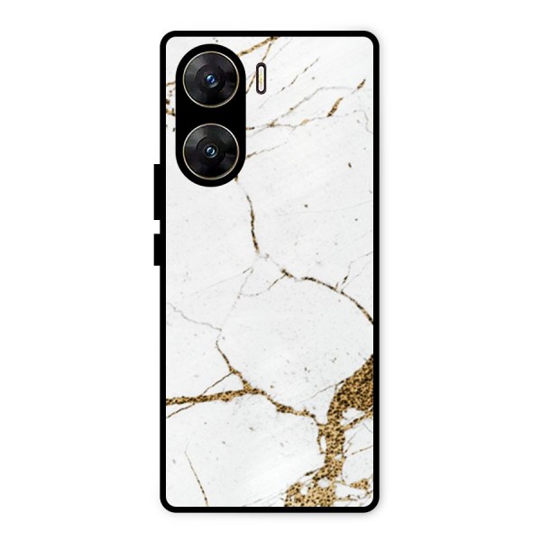 White and Gold Design Metal Back Case for Vivo V29e