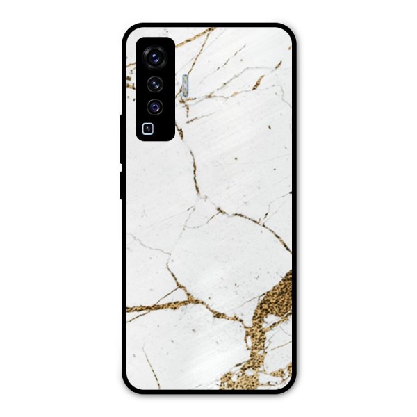 White and Gold Design Metal Back Case for Vivo X50