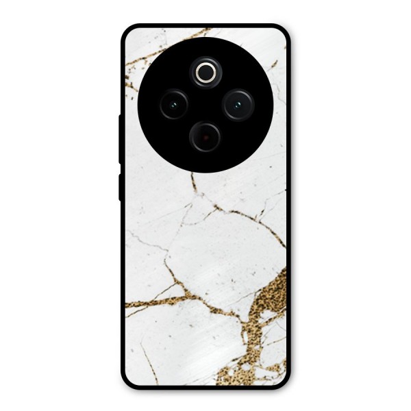White and Gold Design Metal Back Case for iQOO Z10