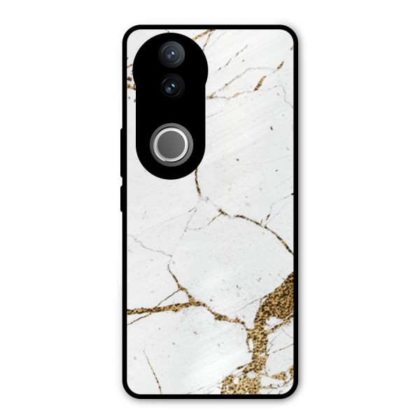 White and Gold Design Metal Back Case for iQOO Z10R