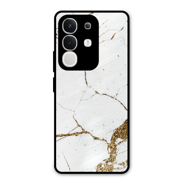 White and Gold Design Metal Back Case for iQOO Z10x