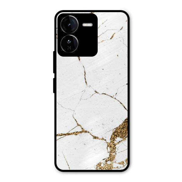 White and Gold Design Metal Back Case for iQOO Z9
