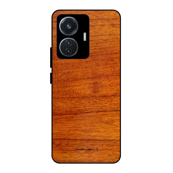 Wood Texture Design Metal Back Case for iQOO Z6 44W