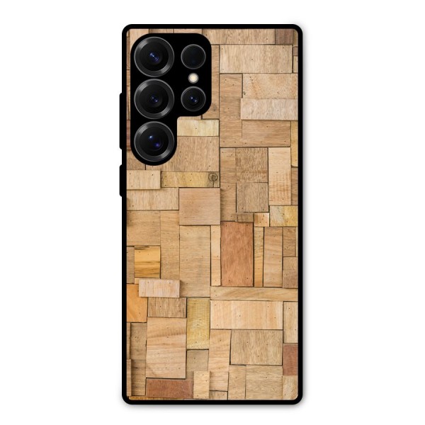 Wooden Blocks Metal Back Case for Galaxy S25 Ultra