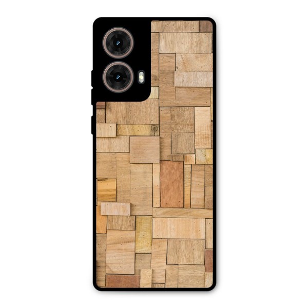 Wooden Blocks Metal Back Case for Moto G85