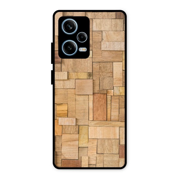 Wooden Blocks Metal Back Case for Redmi Note 12 Pro