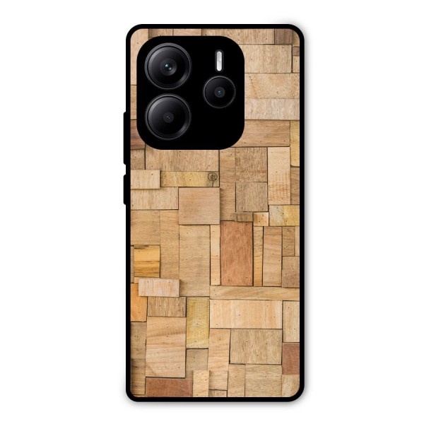 Wooden Blocks Metal Back Case for Redmi Note 14 5G
