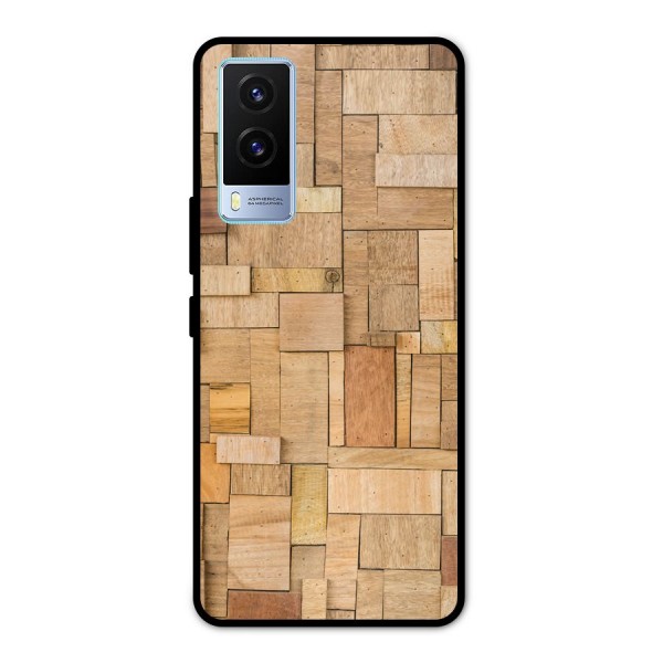 Wooden Blocks Metal Back Case for Vivo V21e 5G