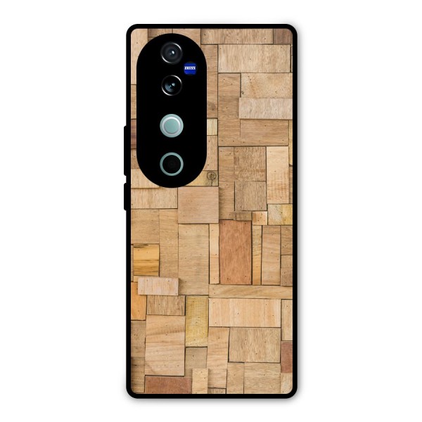 Wooden Blocks Metal Back Case for Vivo V40 Pro