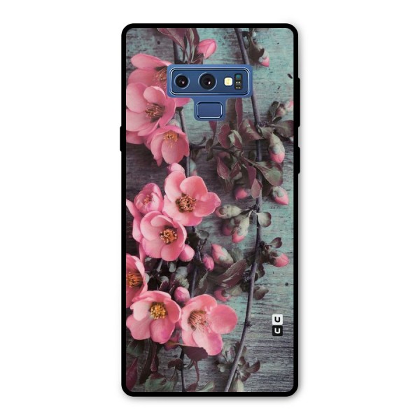 Wooden Floral Pink Metal Back Case for Galaxy Note 9