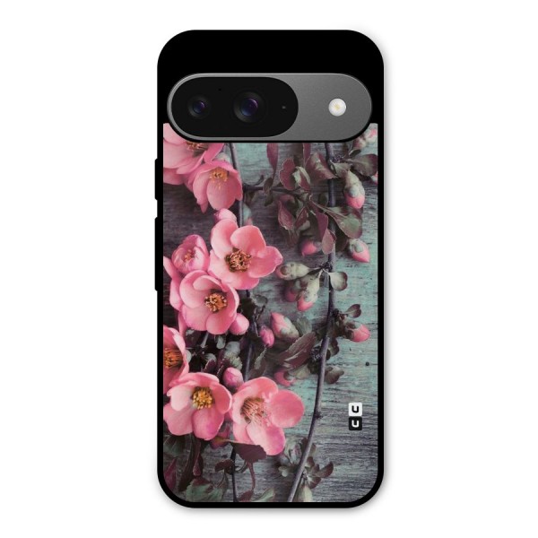 Wooden Floral Pink Metal Back Case for Google Pixel 9
