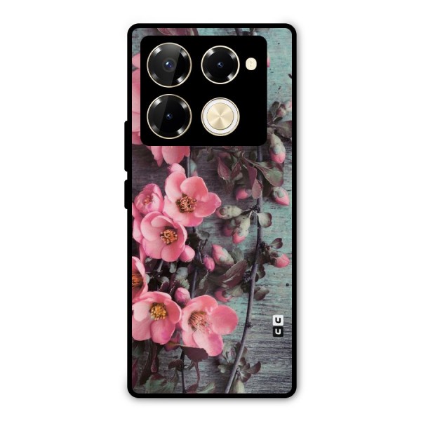 Wooden Floral Pink Metal Back Case for Infinix Note 40 Pro Plus