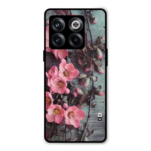 Wooden Floral Pink Metal Back Case for OnePlus 10T