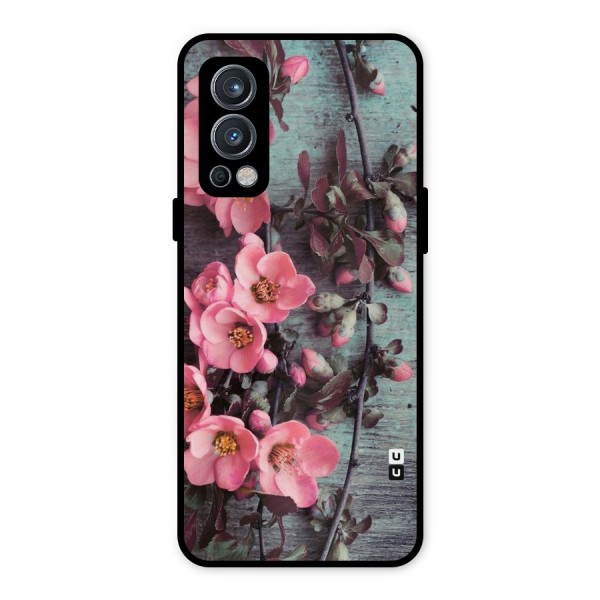 Wooden Floral Pink Metal Back Case for OnePlus Nord 2 5G