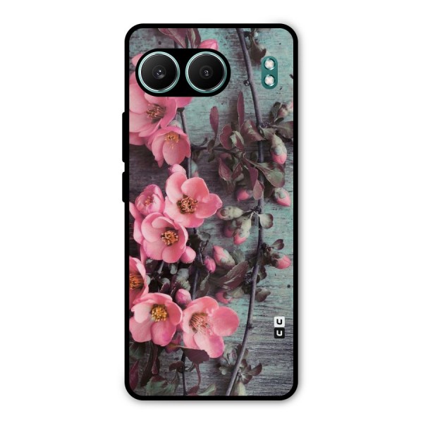 Wooden Floral Pink Metal Back Case for OnePlus Nord 4