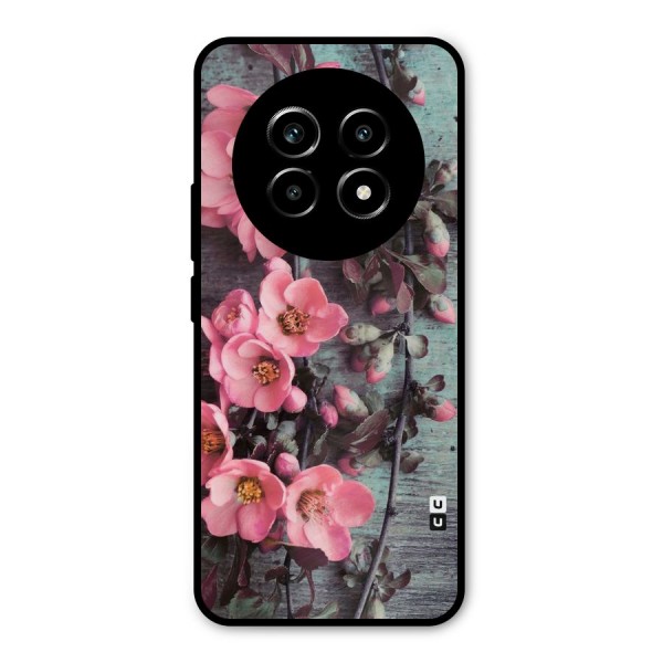 Wooden Floral Pink Metal Back Case for Realme 13 Pro