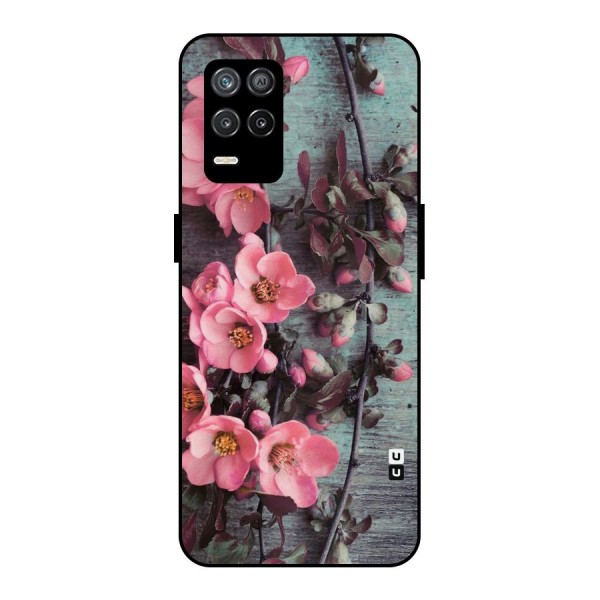 Wooden Floral Pink Metal Back Case for Realme 9 5G