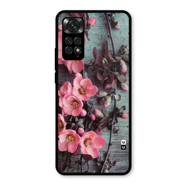Wooden Floral Pink Metal Back Case for Redmi Note 11