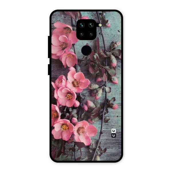 Wooden Floral Pink Metal Back Case for Redmi Note 9