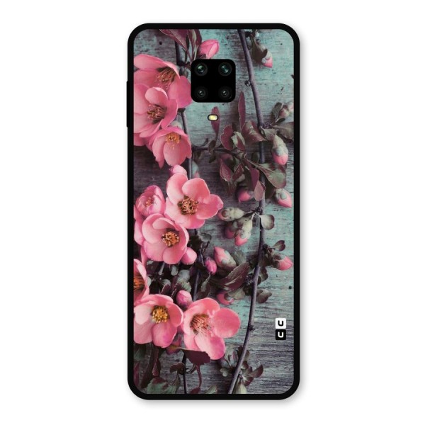Wooden Floral Pink Metal Back Case for Redmi Note 9 Pro
