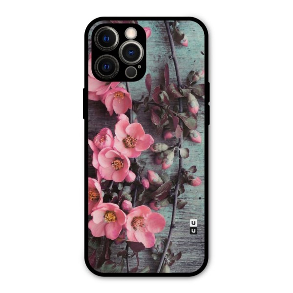Wooden Floral Pink Metal Back Case for iPhone 12 Pro Max