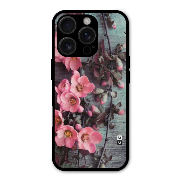 Wooden Floral Pink Metal Back Case for iPhone 16 Pro