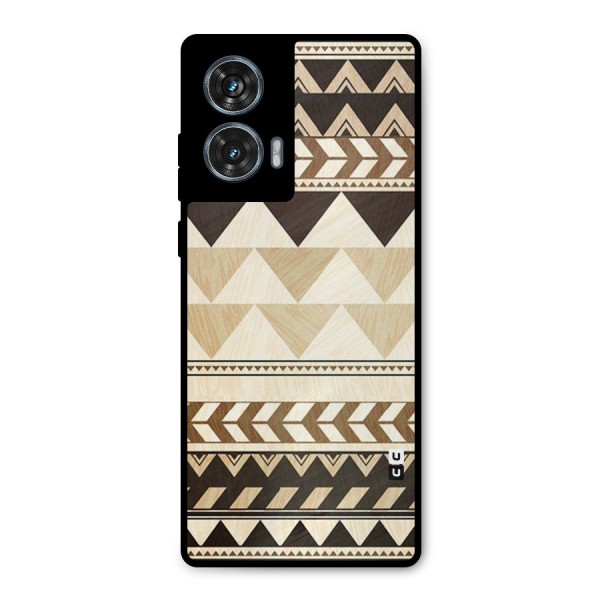 Wooden Printed Chevron Metal Back Case for Motorola Edge 50 Fusion
