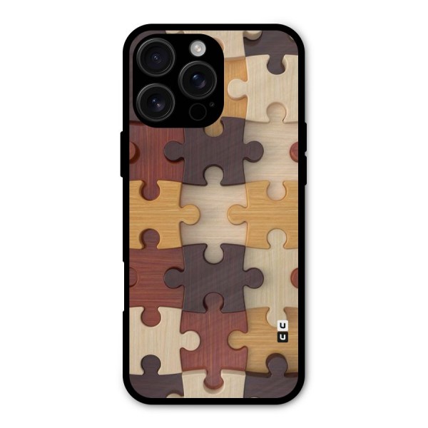 Wooden Puzzle (Printed) Metal Back Case for iPhone 16 Pro Max