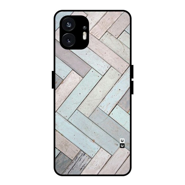 Wooden ZigZag Design Metal Back Case for Nothing Phone 2