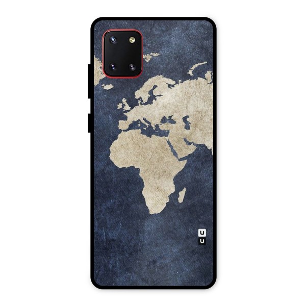 World Map Blue Gold Metal Back Case for Galaxy Note 10 Lite