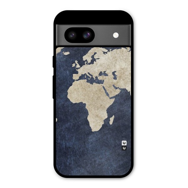 World Map Blue Gold Metal Back Case for Google Pixel 8a