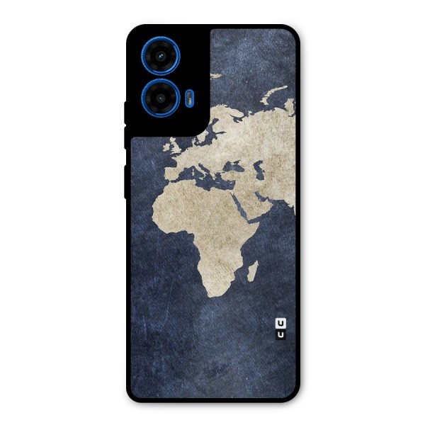 World Map Blue Gold Metal Back Case for Moto G45