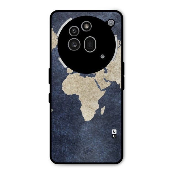 World Map Blue Gold Metal Back Case for Nothing Phone 3a Pro