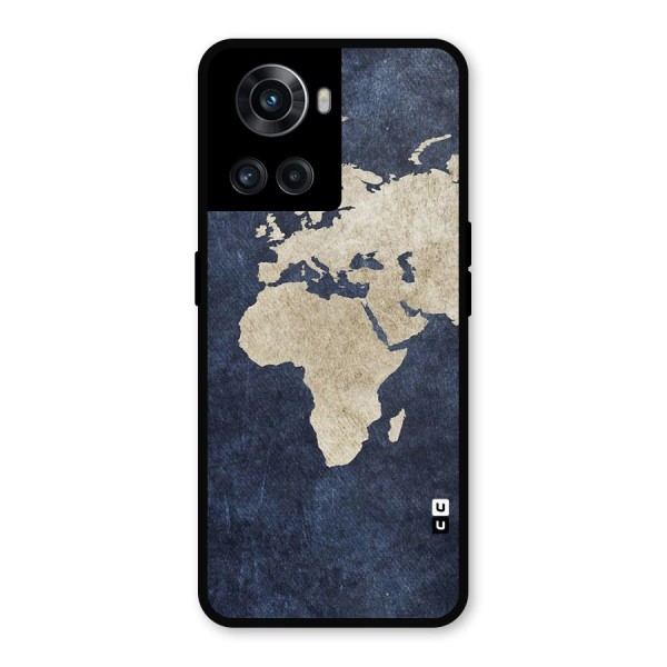 World Map Blue Gold Metal Back Case for OnePlus 10R