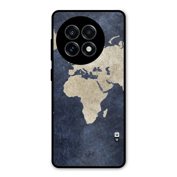 World Map Blue Gold Metal Back Case for OnePlus 13R