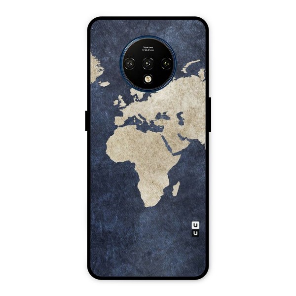 World Map Blue Gold Metal Back Case for OnePlus 7T