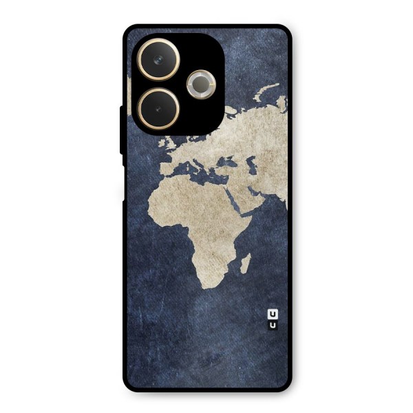 World Map Blue Gold Metal Back Case for Oppo A5 Pro