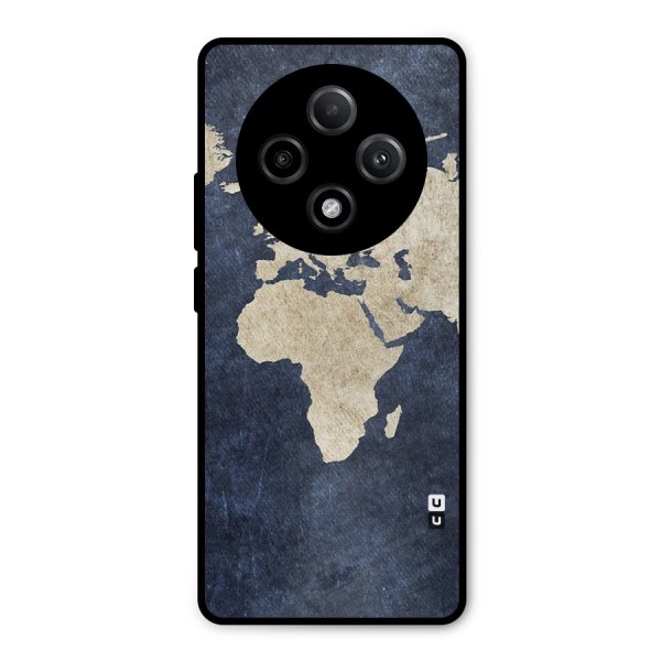 World Map Blue Gold Metal Back Case for Oppo F27 Pro Plus